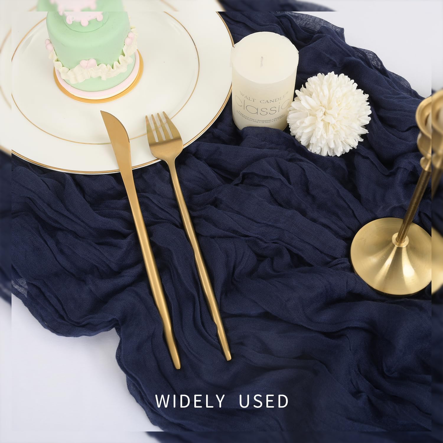 16 Pack Navy Blue Cheesecloth Table Runners 10FT