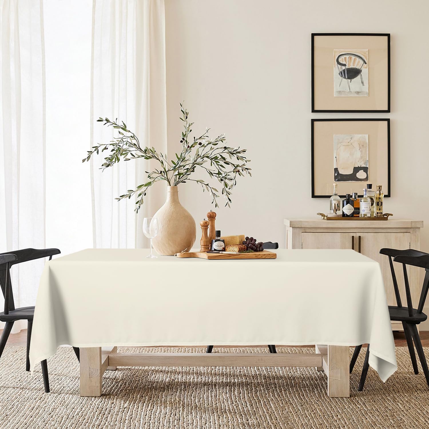 Horaldaily Beige Tablecloth 60x84 Inch Rectangular