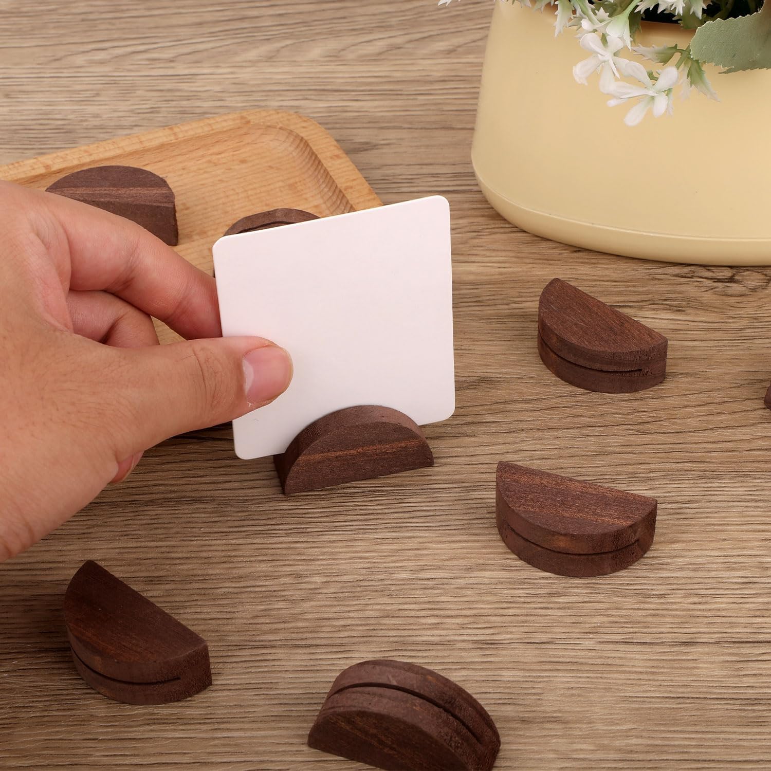 30pcs Wooden Table Number Stands for Weddings and Parties
