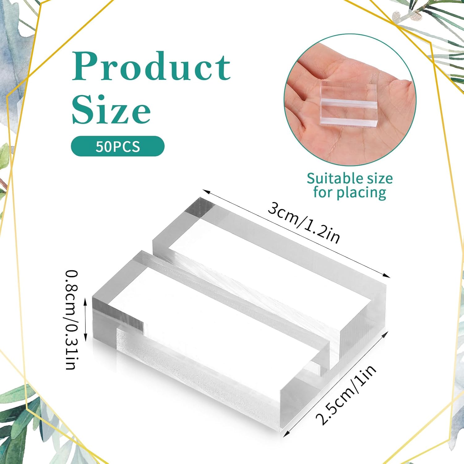 50 Pcs Clear Acrylic Place Card Holders for Wedding and Events