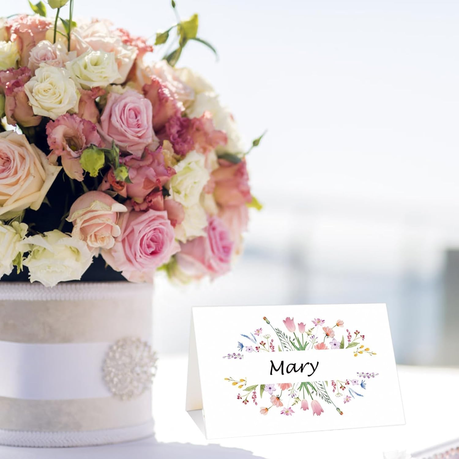 50 Pcs Floral Place Cards for Wedding and Party