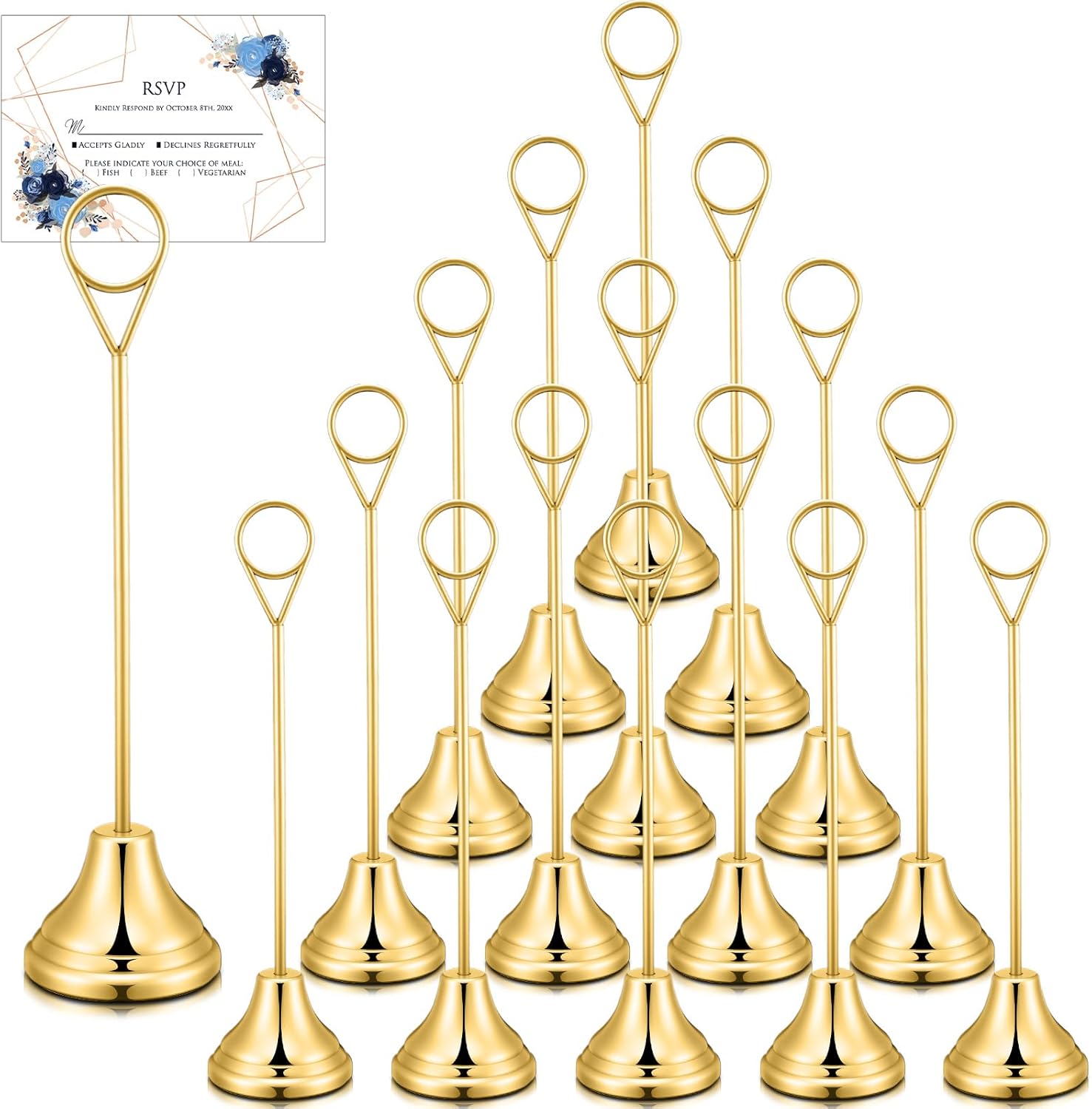 Marspark 16 Pcs 8 Gold Metal Table Number Holders