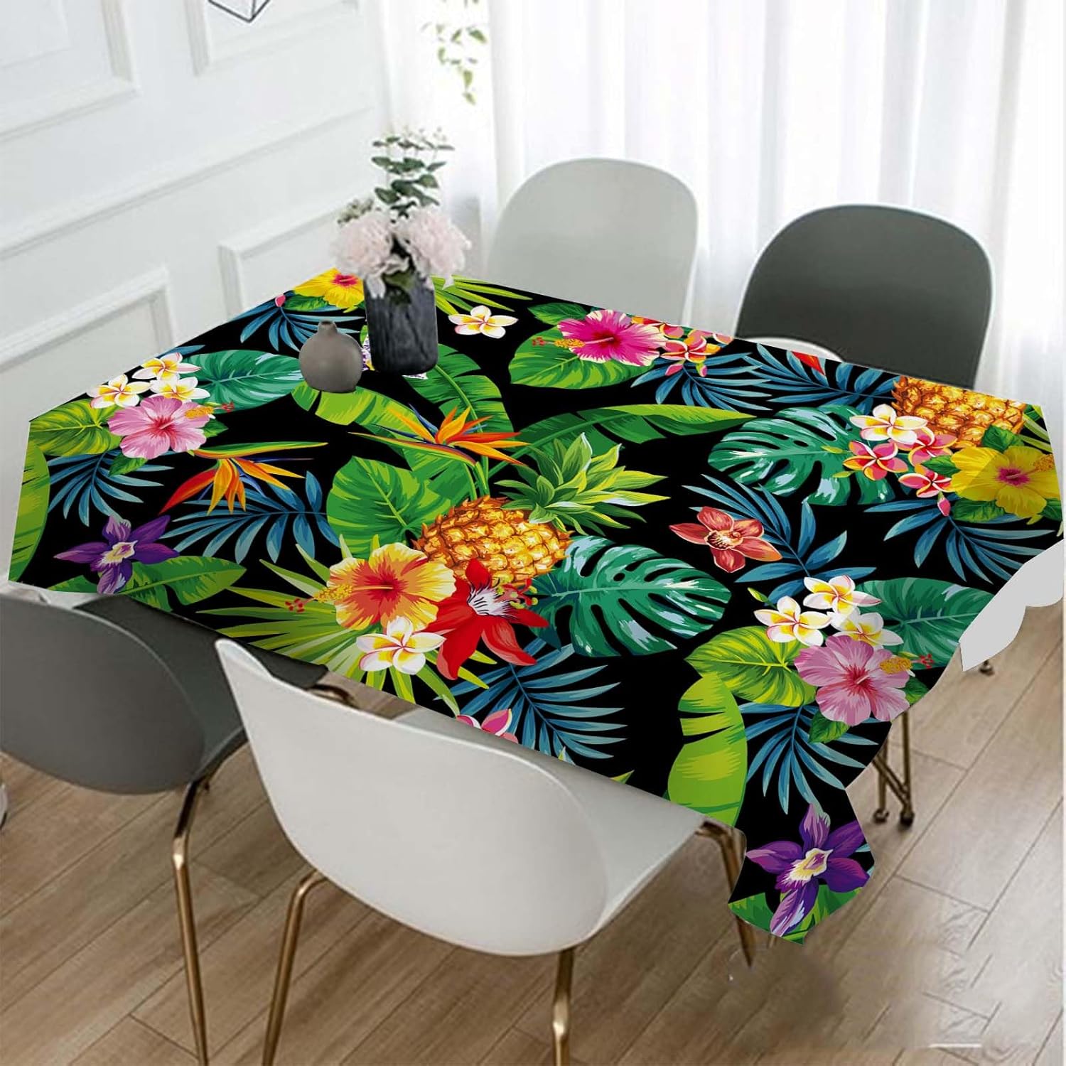 TKS MITLAN Decorative Tablecloth with Pineapples Hawaii Design 60x84 Inch