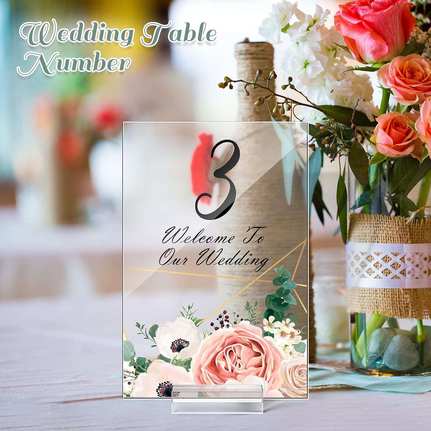 Yulejo 12Pcs Clear Acrylic Place Cards with Holders for Wedding Reception