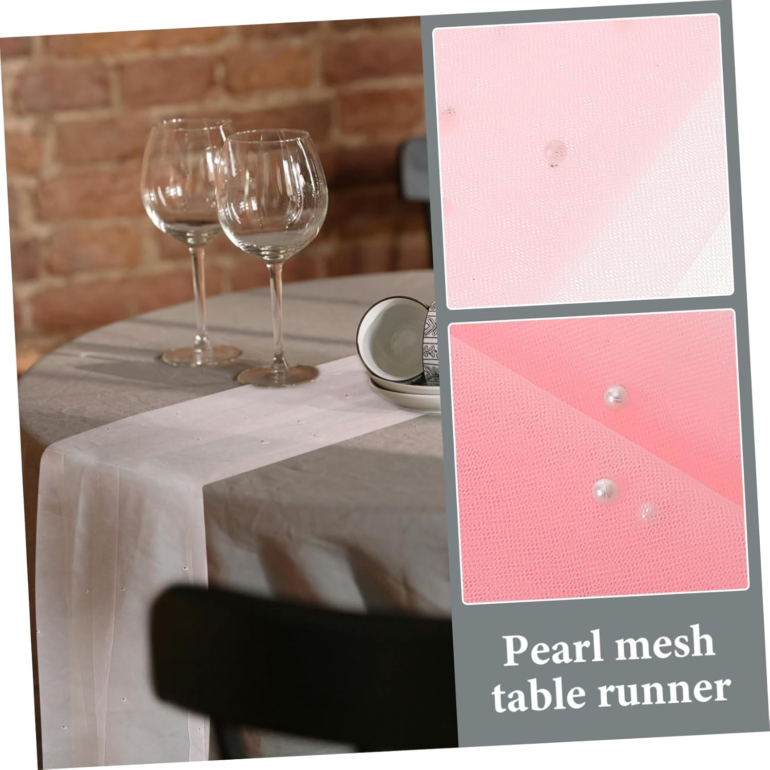 Romantic Pearl Mesh Table Runner for Weddings and Celebrations