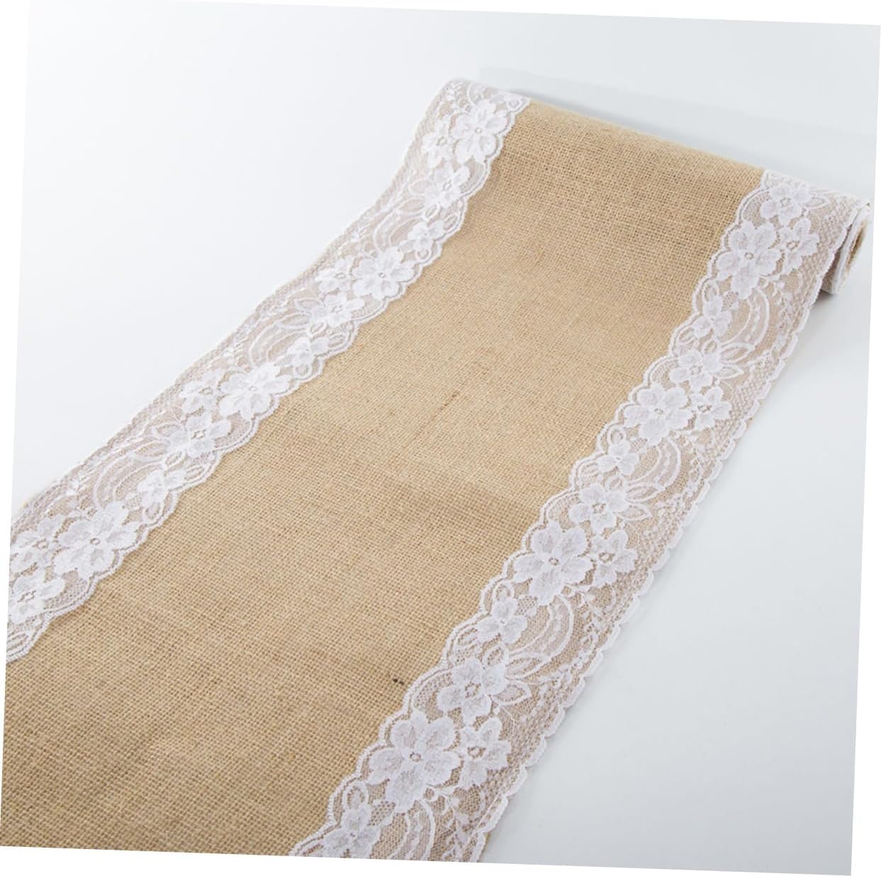 PRETYZOOM Decorative Linen Table Runner with Lace Design