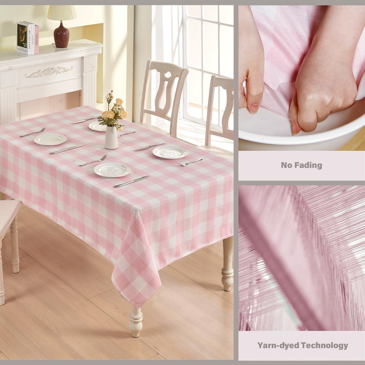 Luxedevin Gingham Tablecloth - Waterproof Washable Checkered Design
