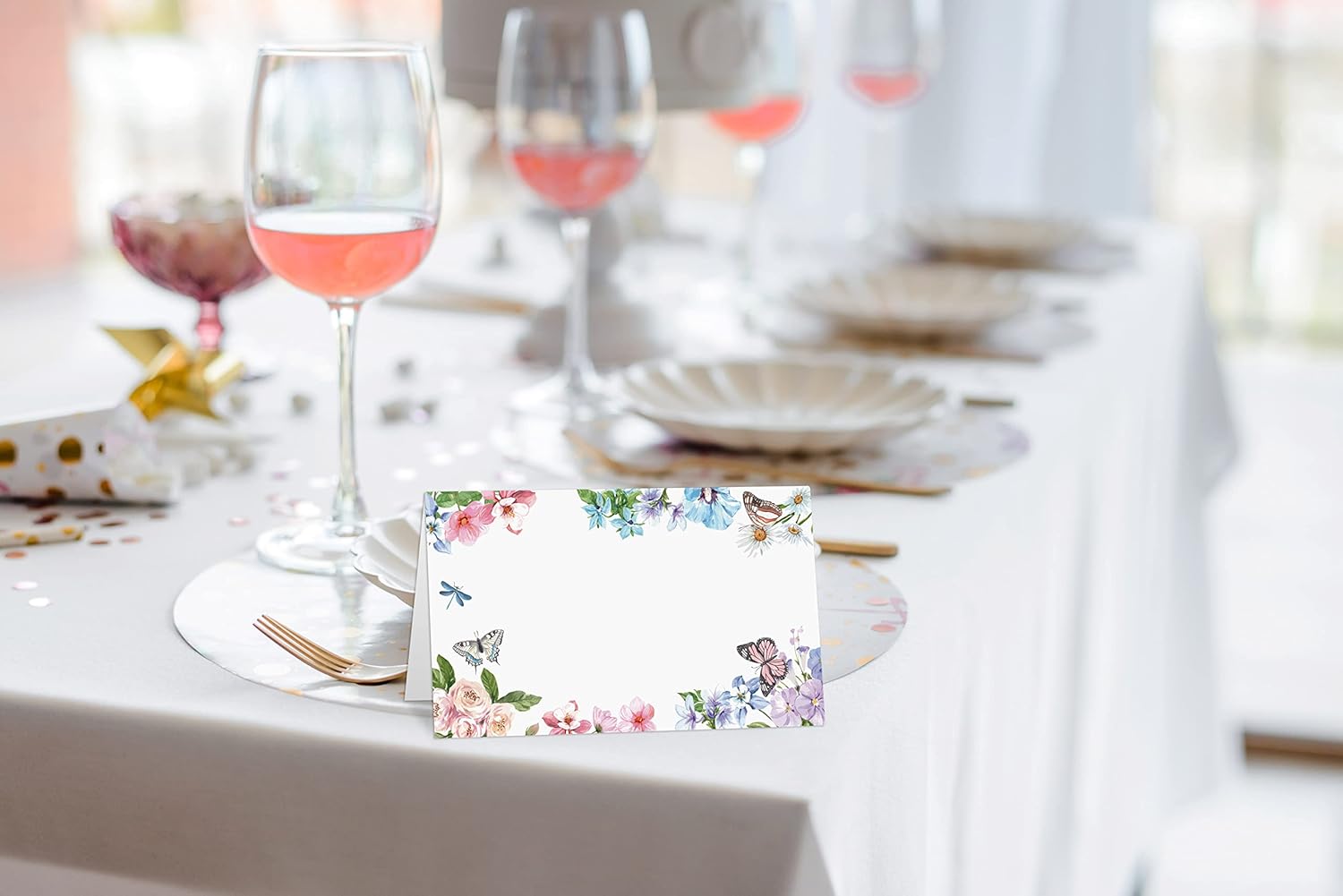 Butterfly Floral Place Cards Editable Pack of 25