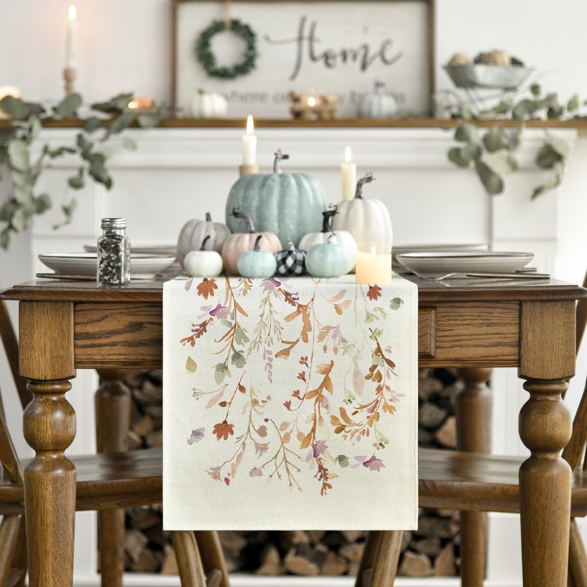 Artoid Mode Floral Leaves Fall Table Runner 13x72 Inch