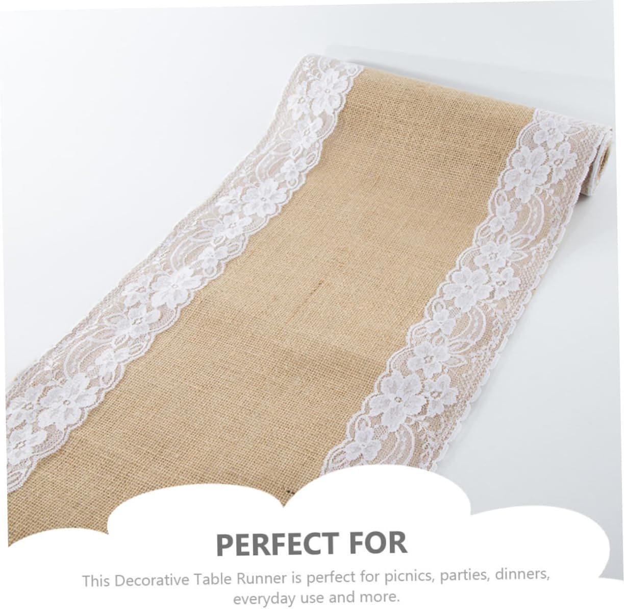 Ciieeo Linen Lace Table Runner for Weddings and Parties