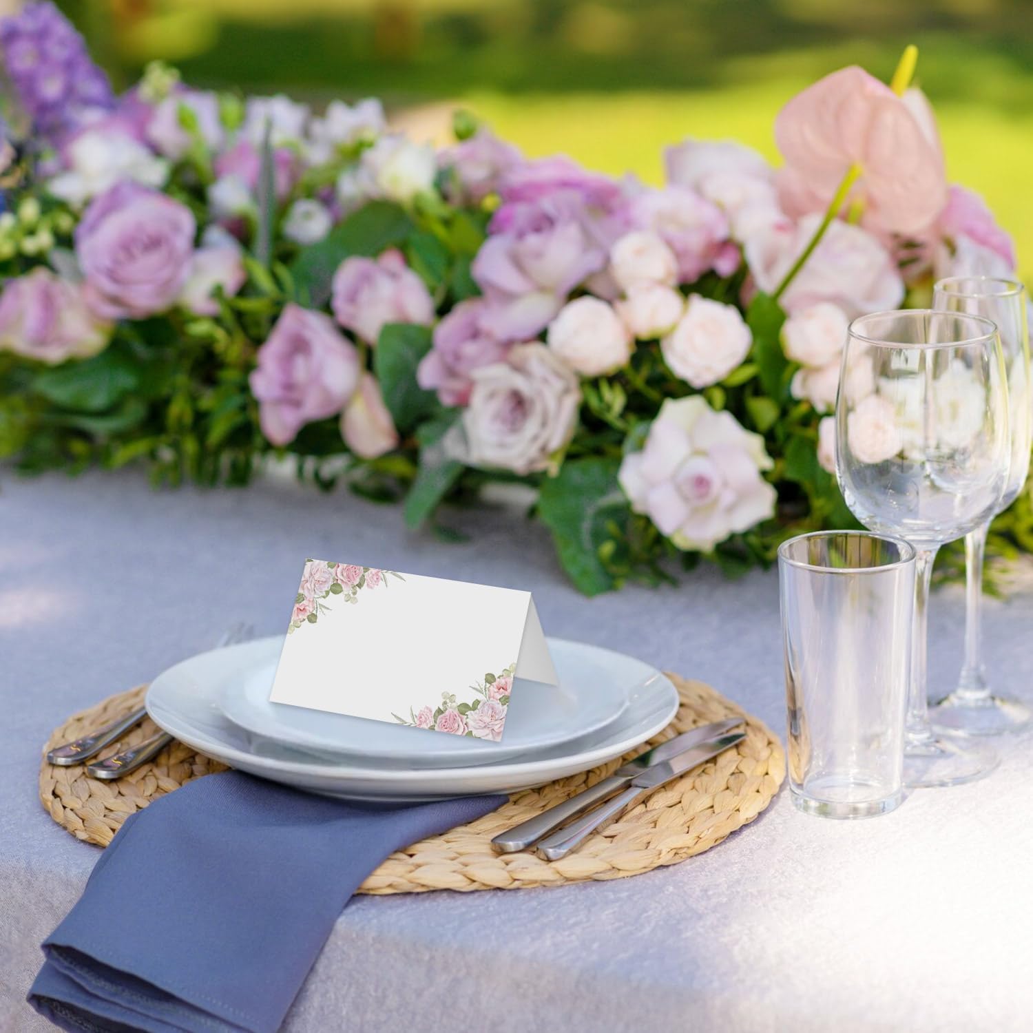 Pink Flower Place Cards Set of 25 Wedding Reception Party Cards