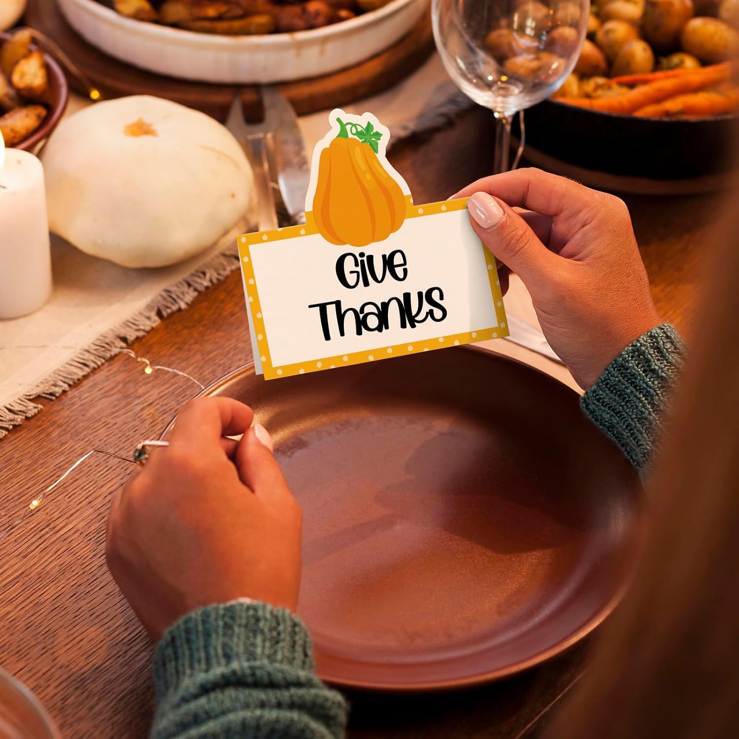 48 Pumpkin Place Cards for Fall Events and Thanksgiving