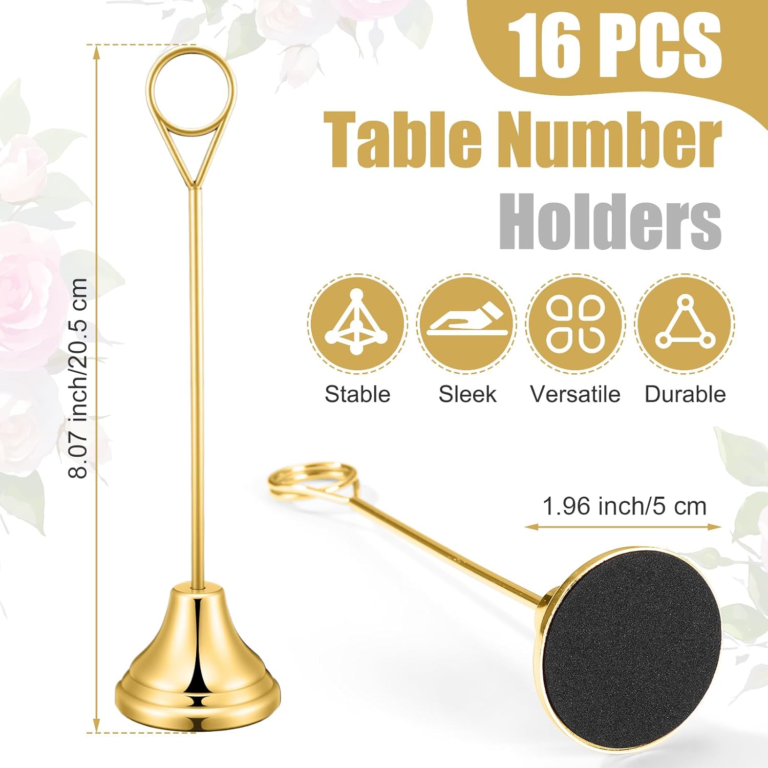 Marspark 16 Pcs 8 Gold Metal Table Number Holders