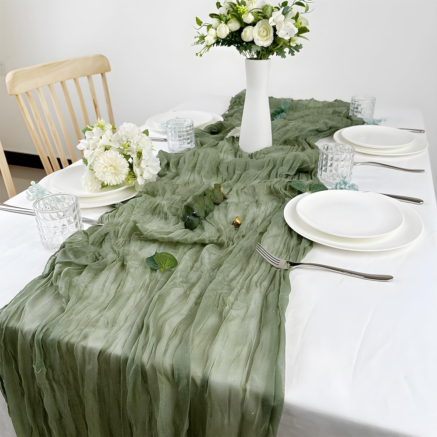 2 Pack 10 Ft Sage Green Cheesecloth Table Runners