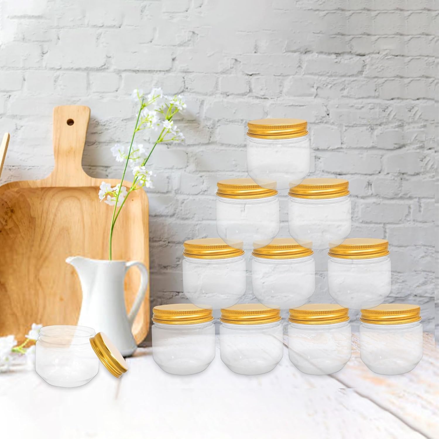 120 Pcs Clear Plastic Jars with Lids and Labels