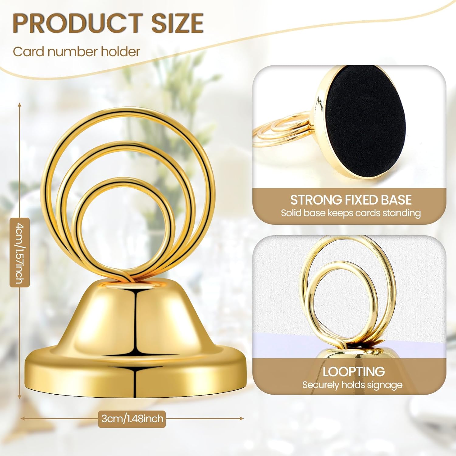 24 Pcs Gold Table Number Holders for Events