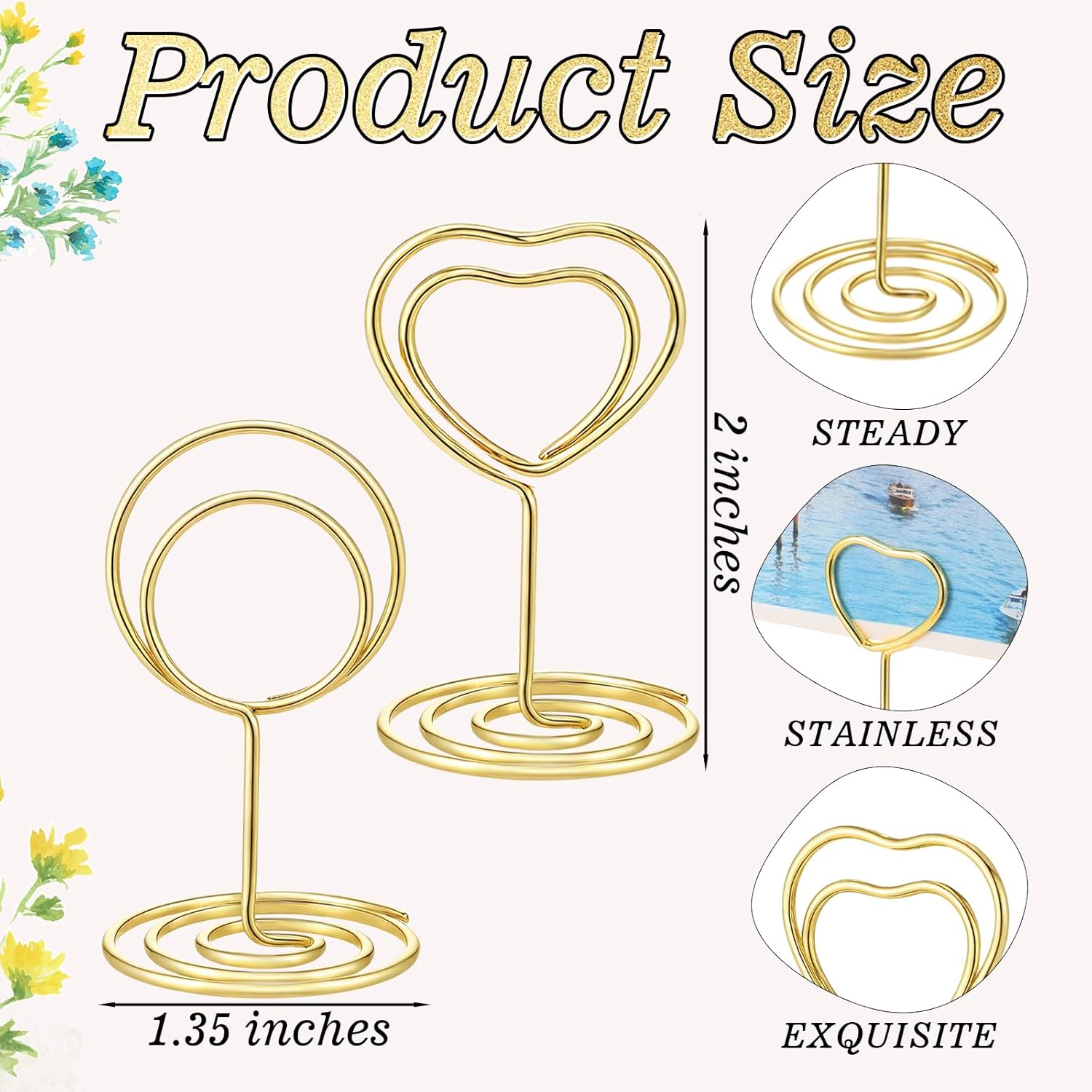 Patelai 36 Pcs Gold Wire Table Number Holders