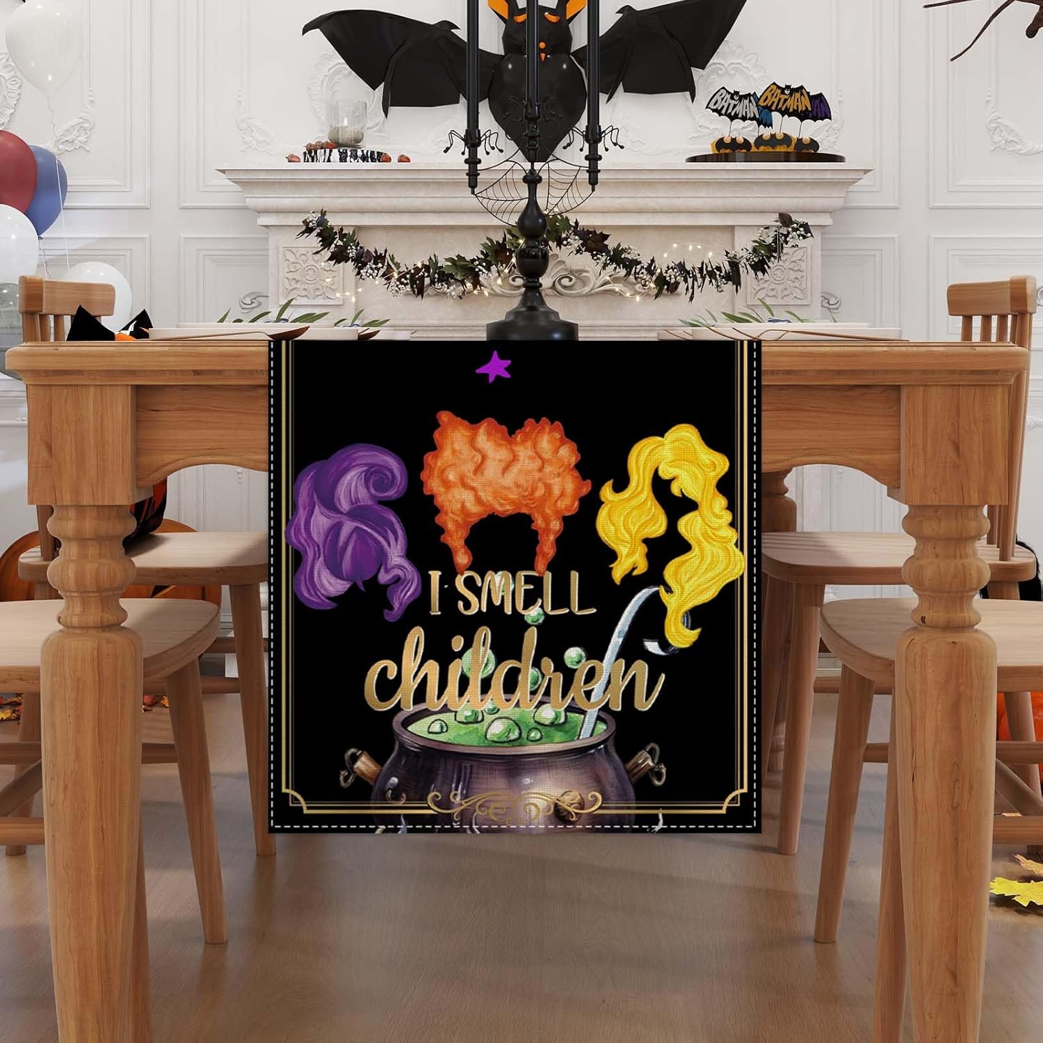 Linen Halloween Table Runner 72 Inches Long