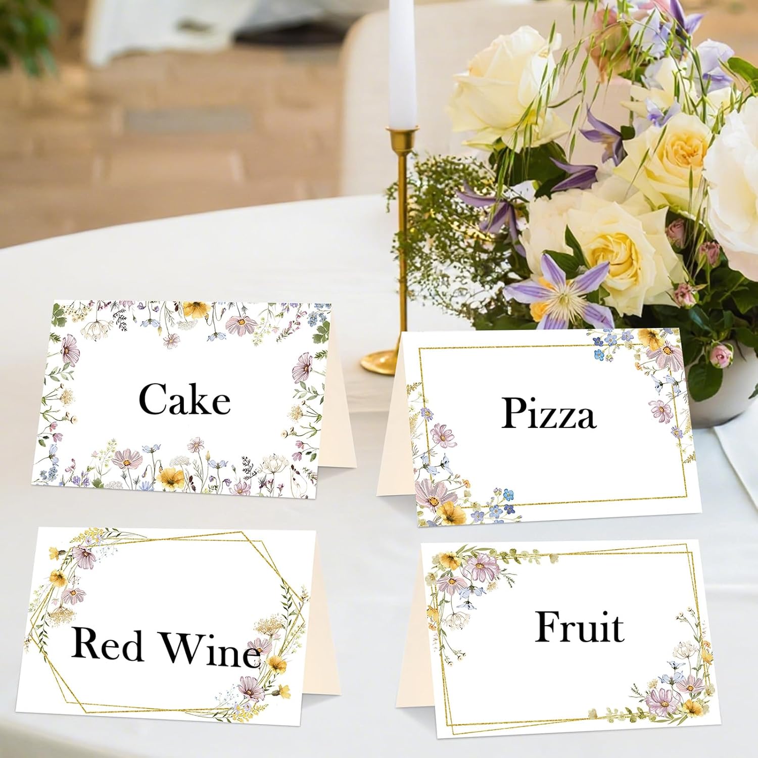 Honoson 48 Pcs Floral Wildflower Place Cards for Wedding and Events