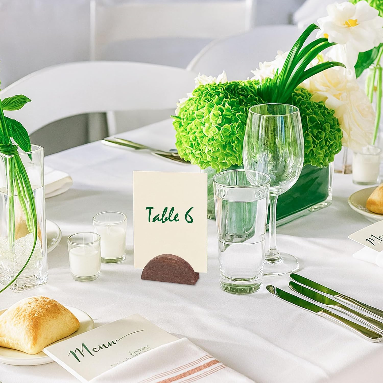 Alffun 50 Pcs Wooden Table Number Stands for Events
