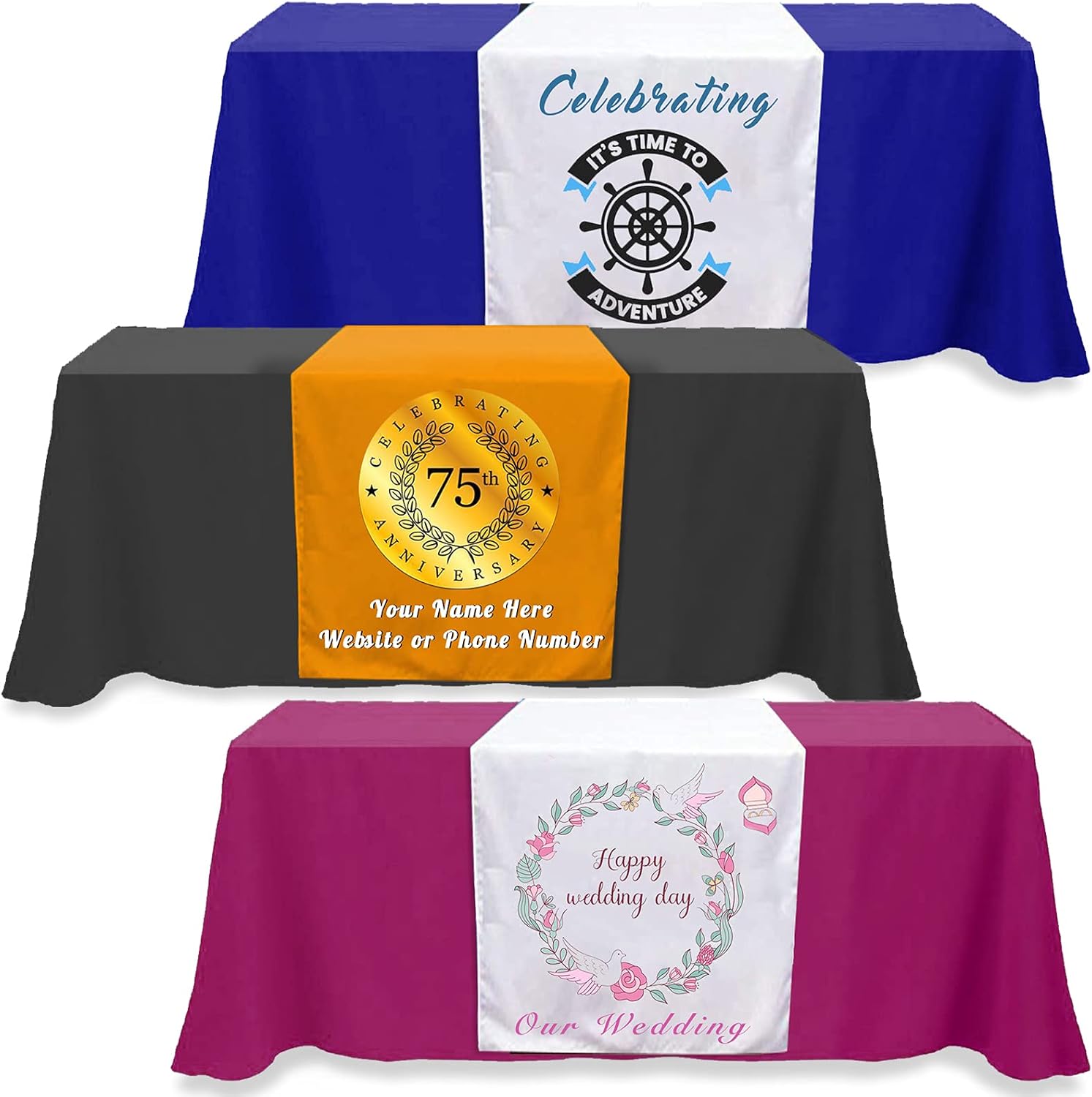 Custom Table Runner 36x72 with Business Logo or Text