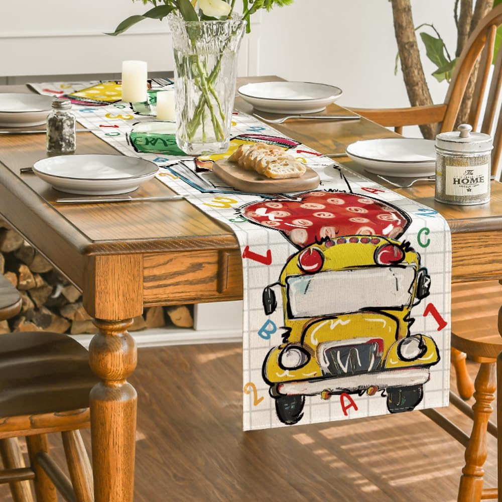 Artoid Mode School Bus Table Runner 13x72 Inch