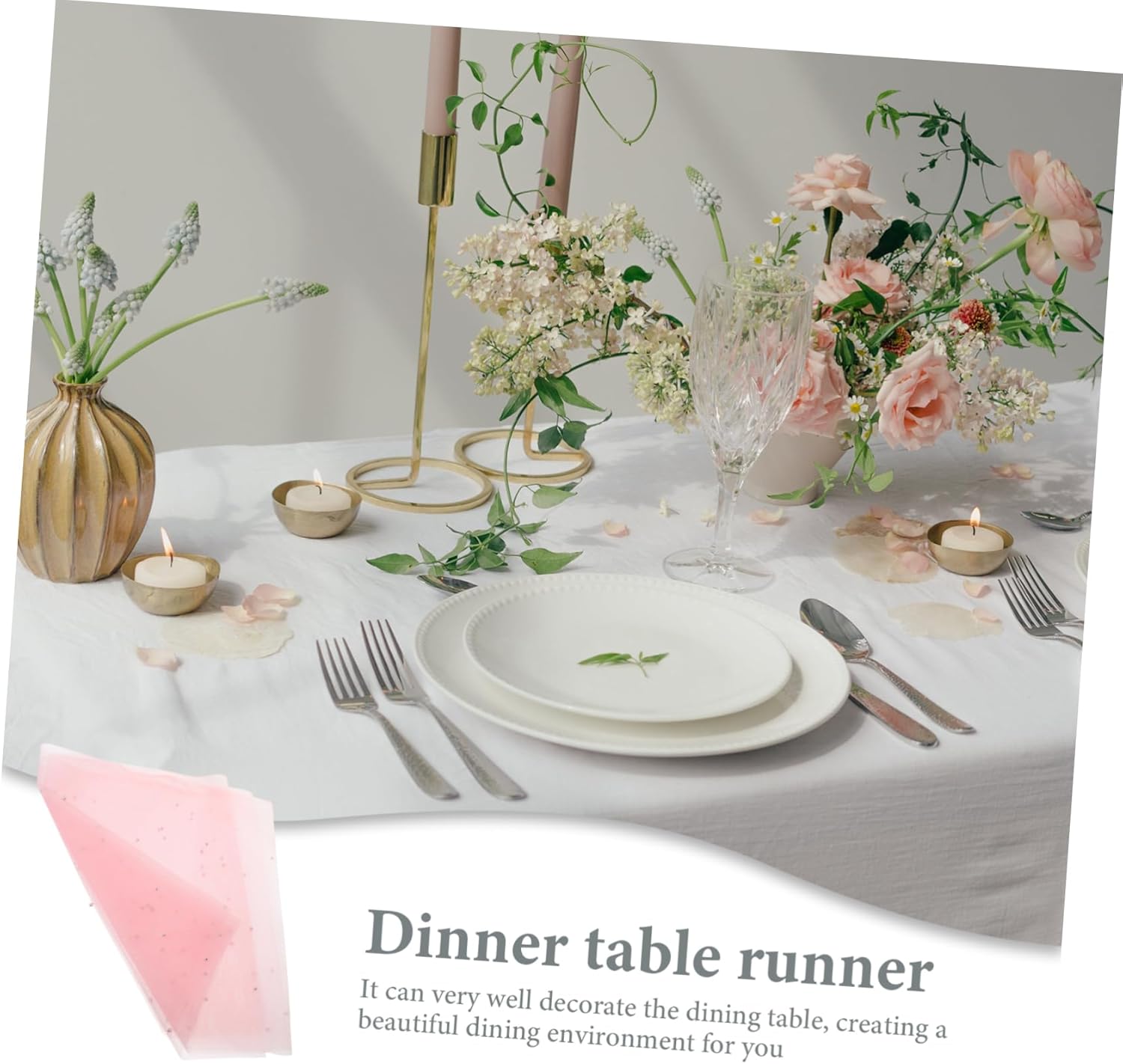 Romantic Pearl Mesh Table Runner for Weddings and Celebrations