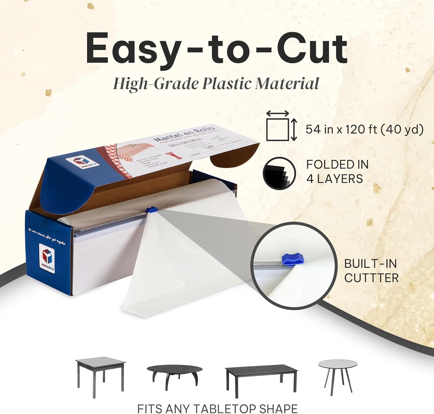 Amatra All-Purpose Plastic Table Cover Roll 54x120