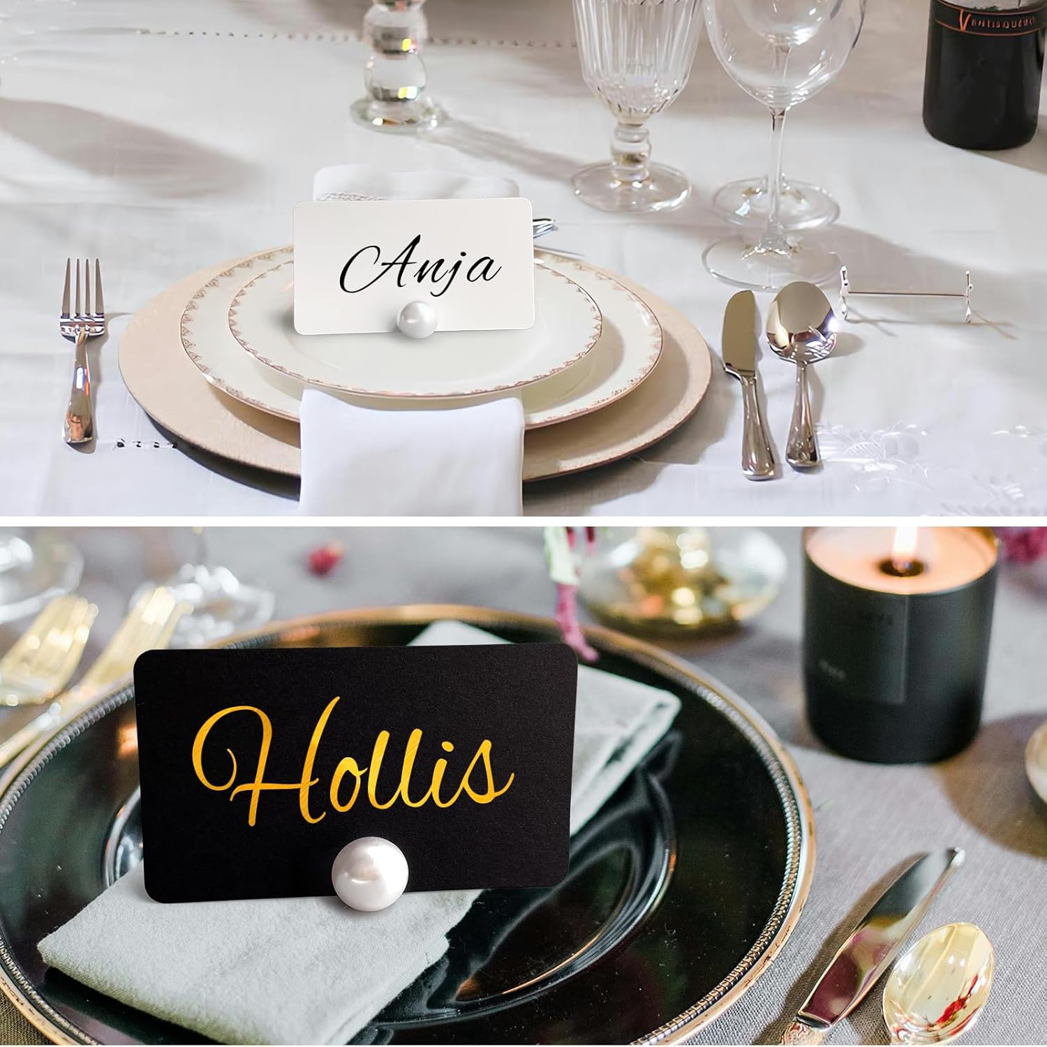 20 Pack Pearl Place Card Holders Set for Events