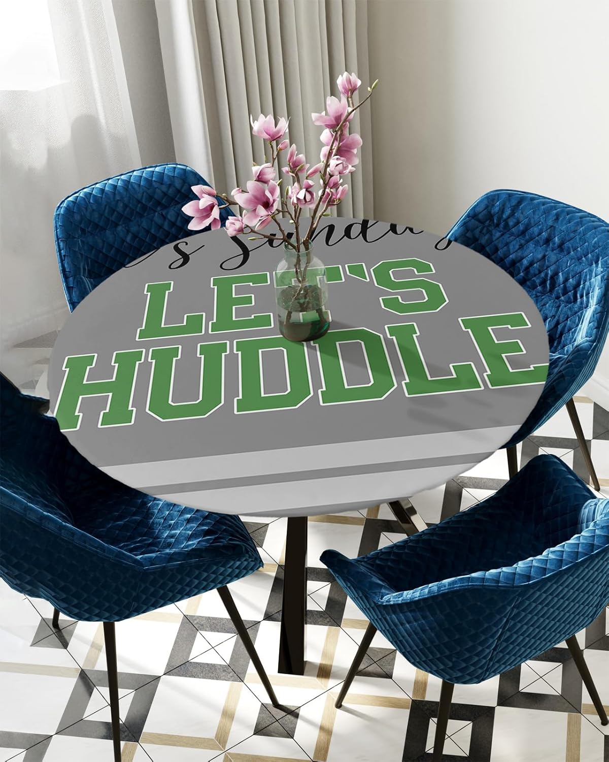 Grey Football Round Waterproof Table Cover for Indoor Outdoor Use