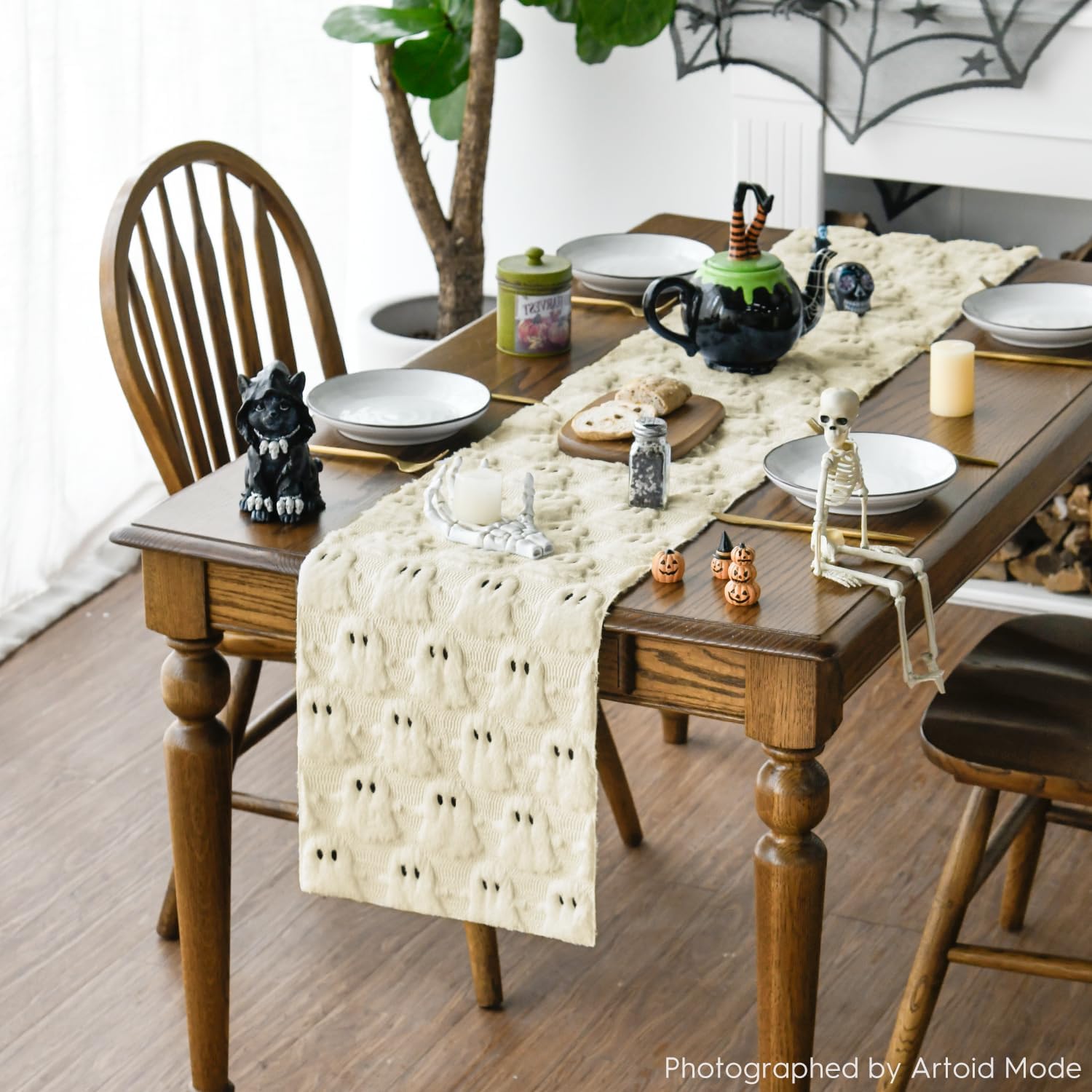 Artoid Mode Beige Ghost Table Runner for Halloween