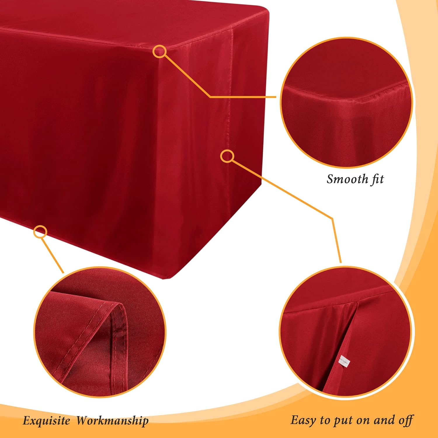 Obstal 2 Pack 6FT Red Tablecloths for Folding Tables