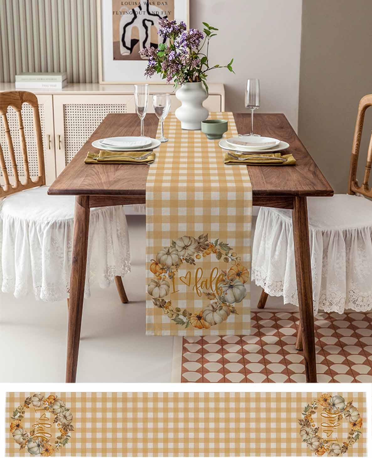 Fall Thanksgiving Pumpkin Berry Garland Table Runner 48 Inches