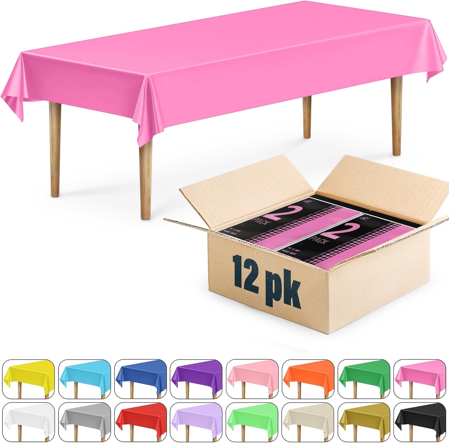 DecorRack 12-Pack Fuchsia Tablecloths for Parties