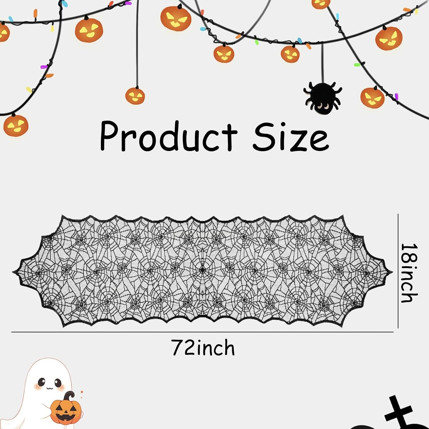 2 Pack Halloween Table Runners 18x72 Inches