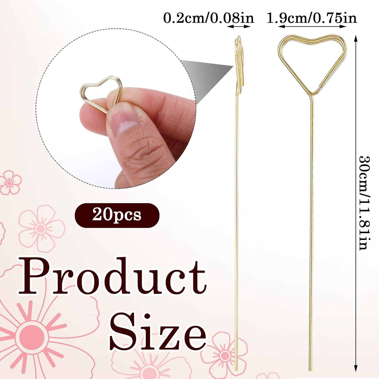 20pcs Metal Flower Card Holder Stick for Wedding and Floral Arrangements