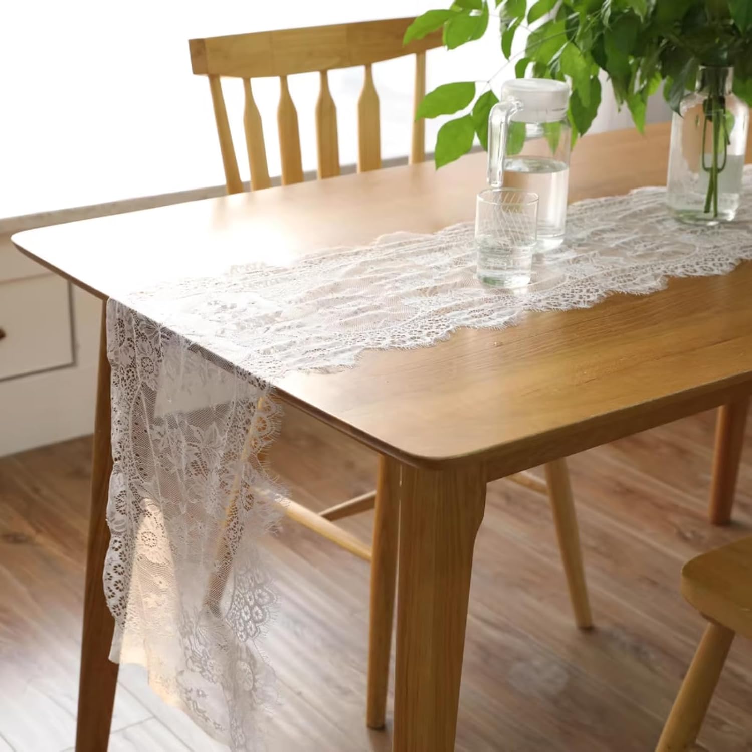 White Lace Table Runner 14x118 Inch for Weddings and Parties