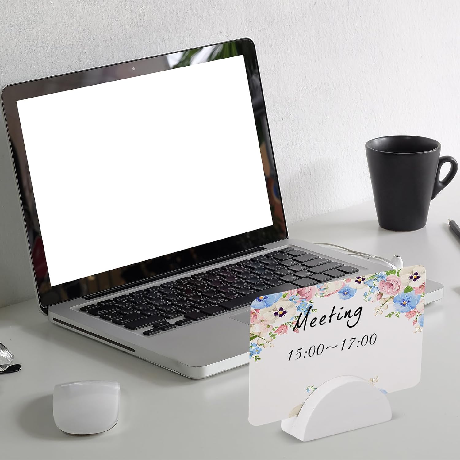48 Pcs White Wooden Table Number Stands Small Lightweight Semicircular Design Holder