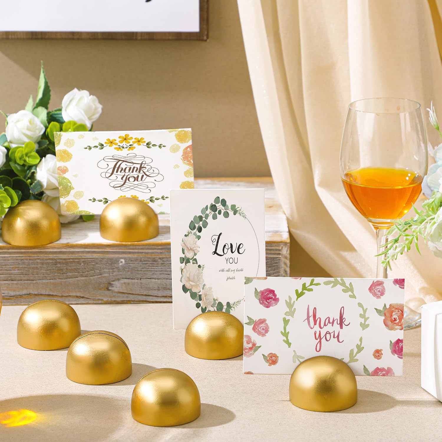 Geyoga 50 Pcs Gold Place Card Holders for Events