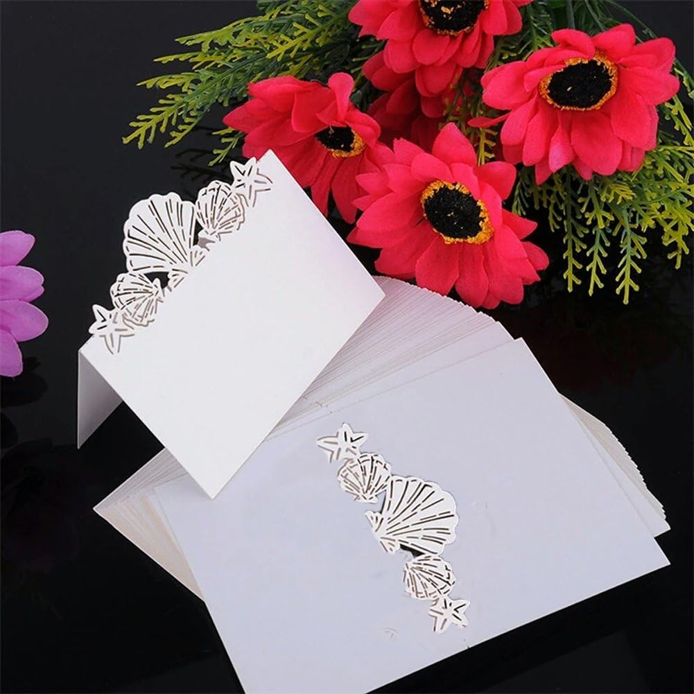 Pack of 50 Beach Themed Wedding Place Cards Seashell Table Numbers