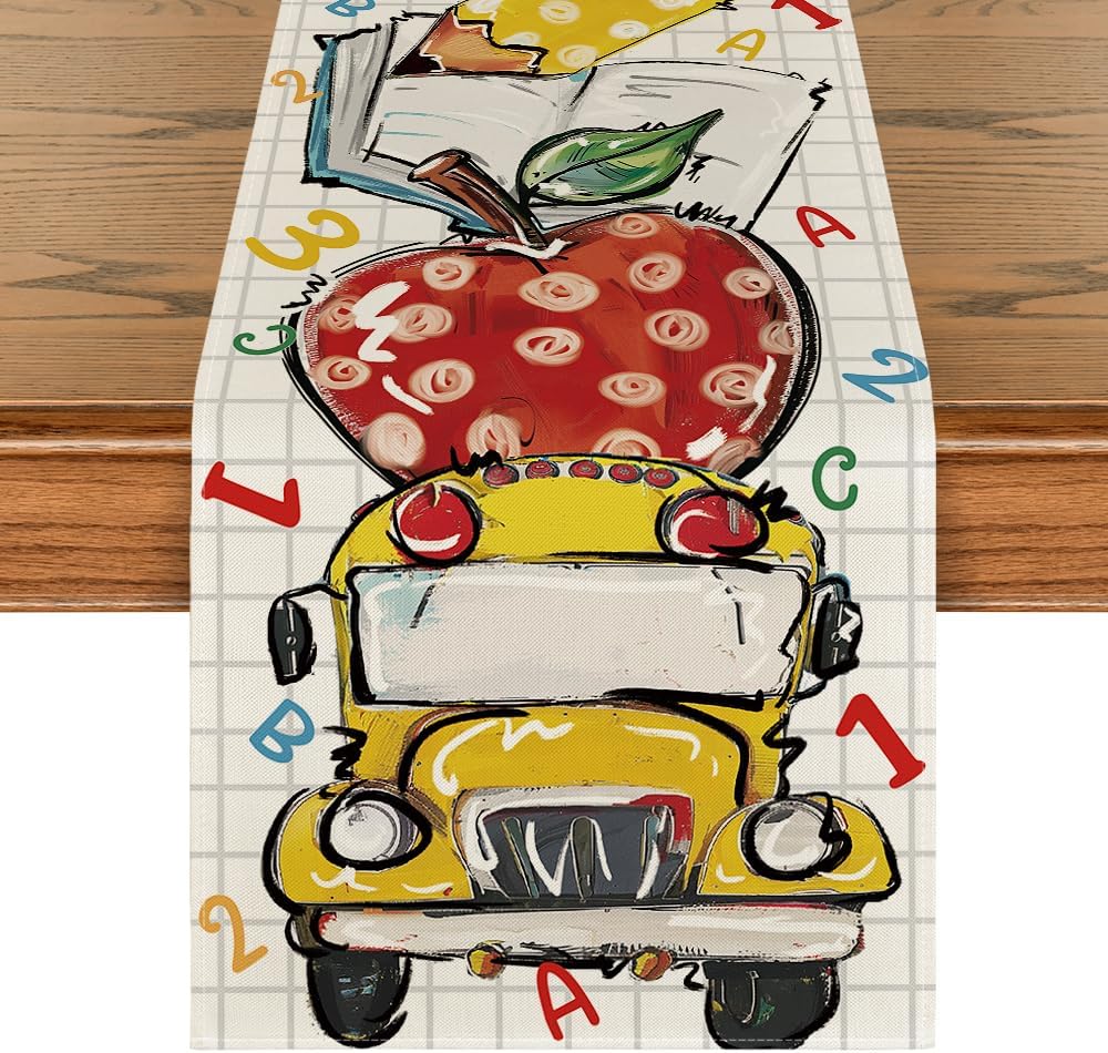Artoid Mode School Bus Table Runner 13x72 Inch