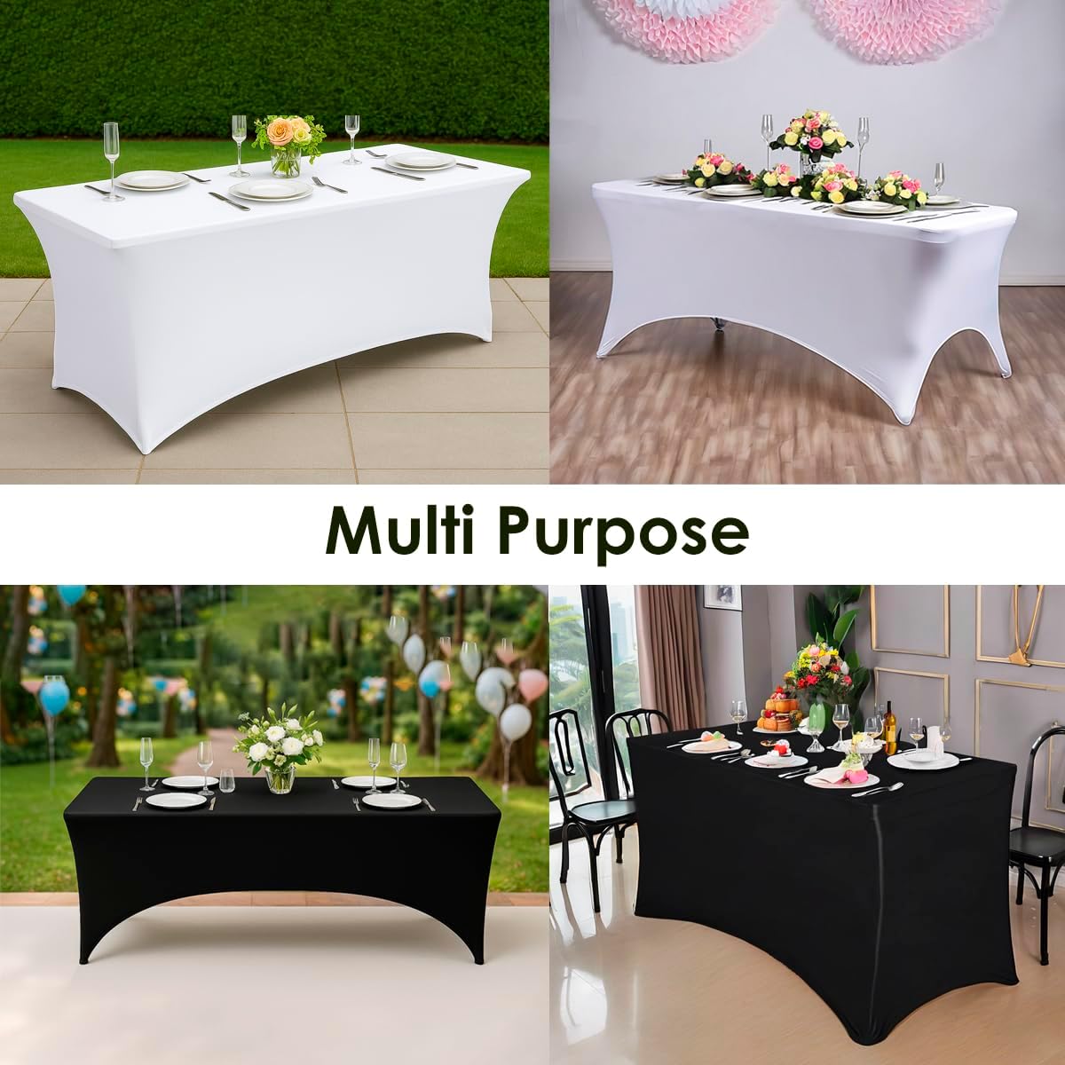 Craft And Party 2 Pack 6ft Black Spandex Tablecloths