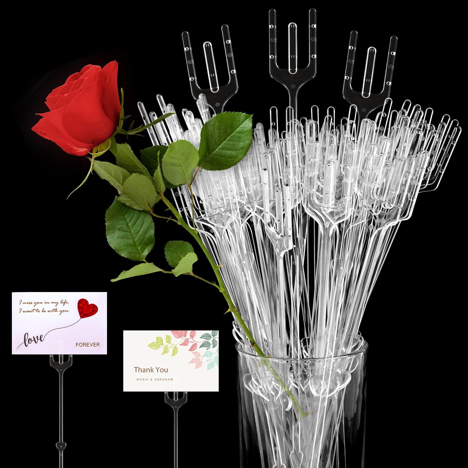 CCINEE 100pcs Clear Plastic Floral Pick Holders 9 Inches