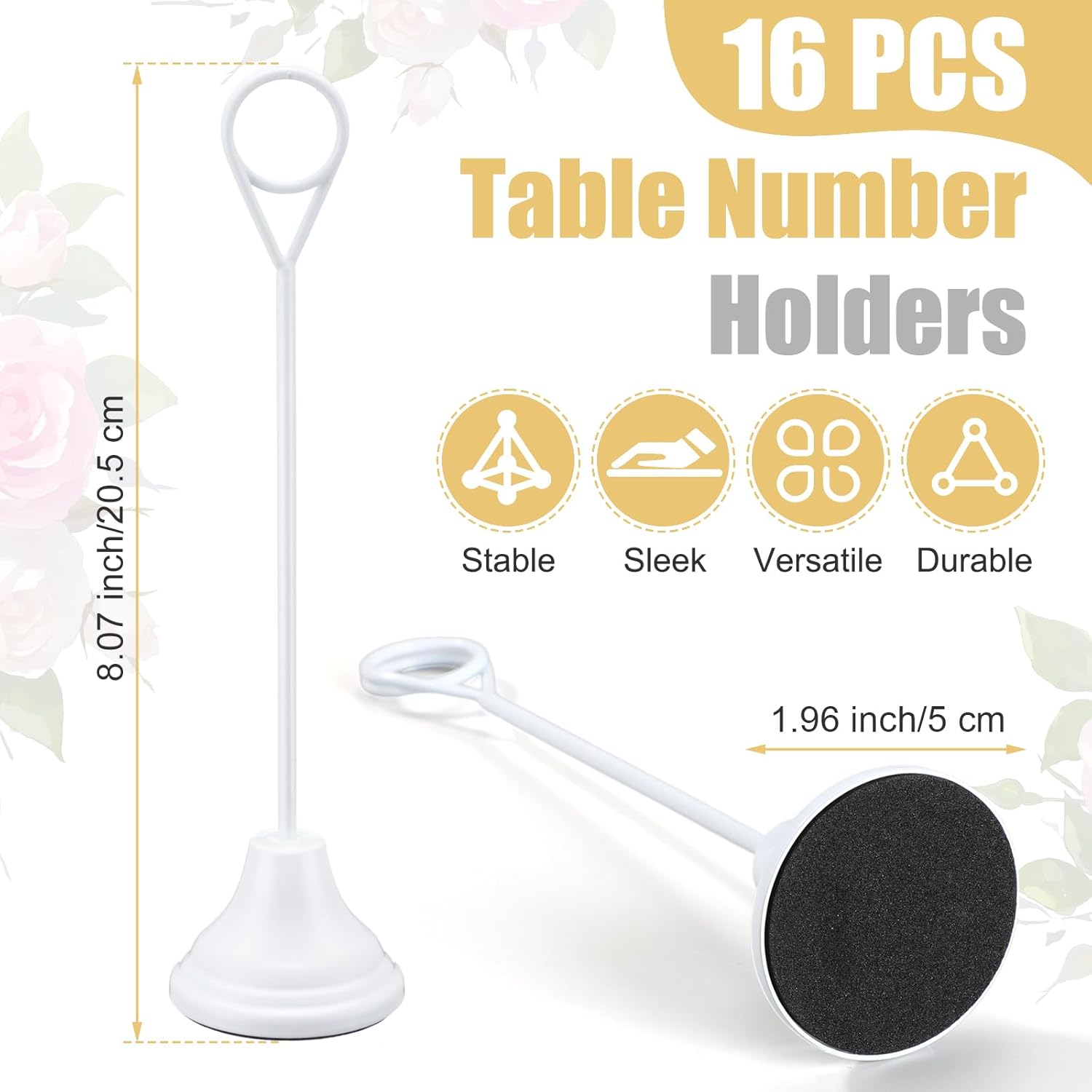 Marspark 16 Pcs 8 Inch Metal Place Card Holders White