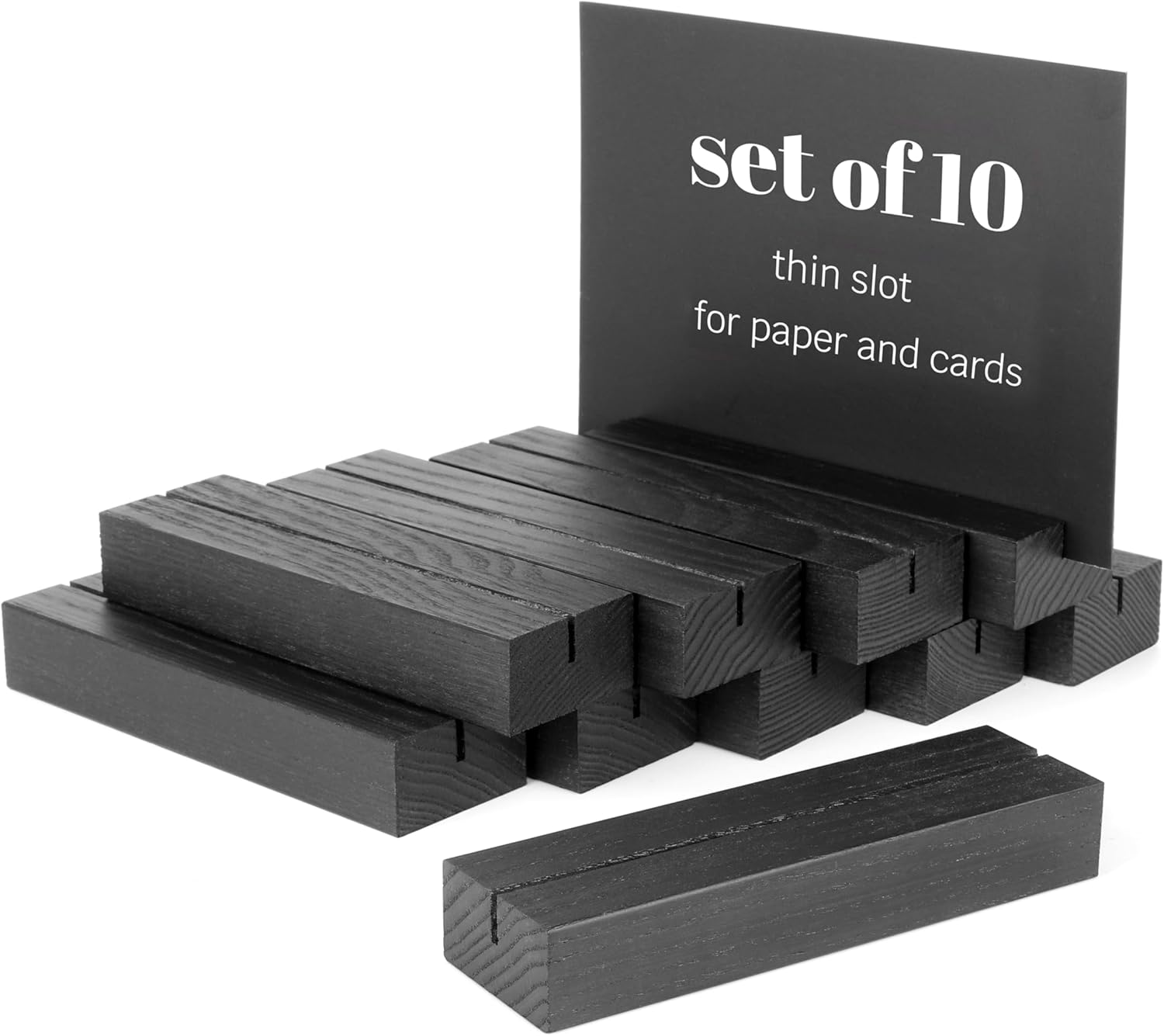 10 Pack Black Wood Place Card Holders for Events