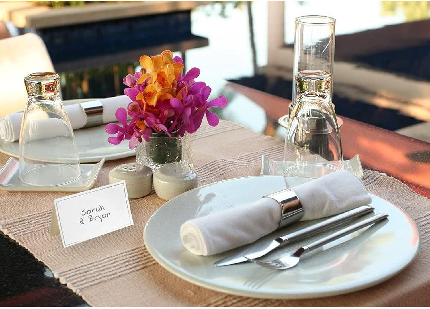 100 Pack Silver Foil Border Place Cards for Events