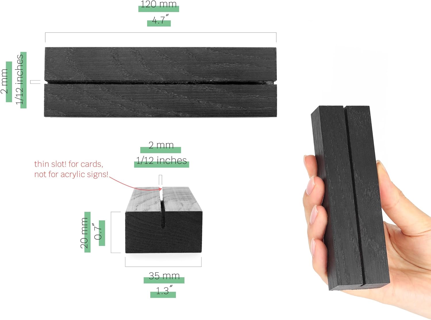 10 Pack Black Wood Place Card Holders for Events