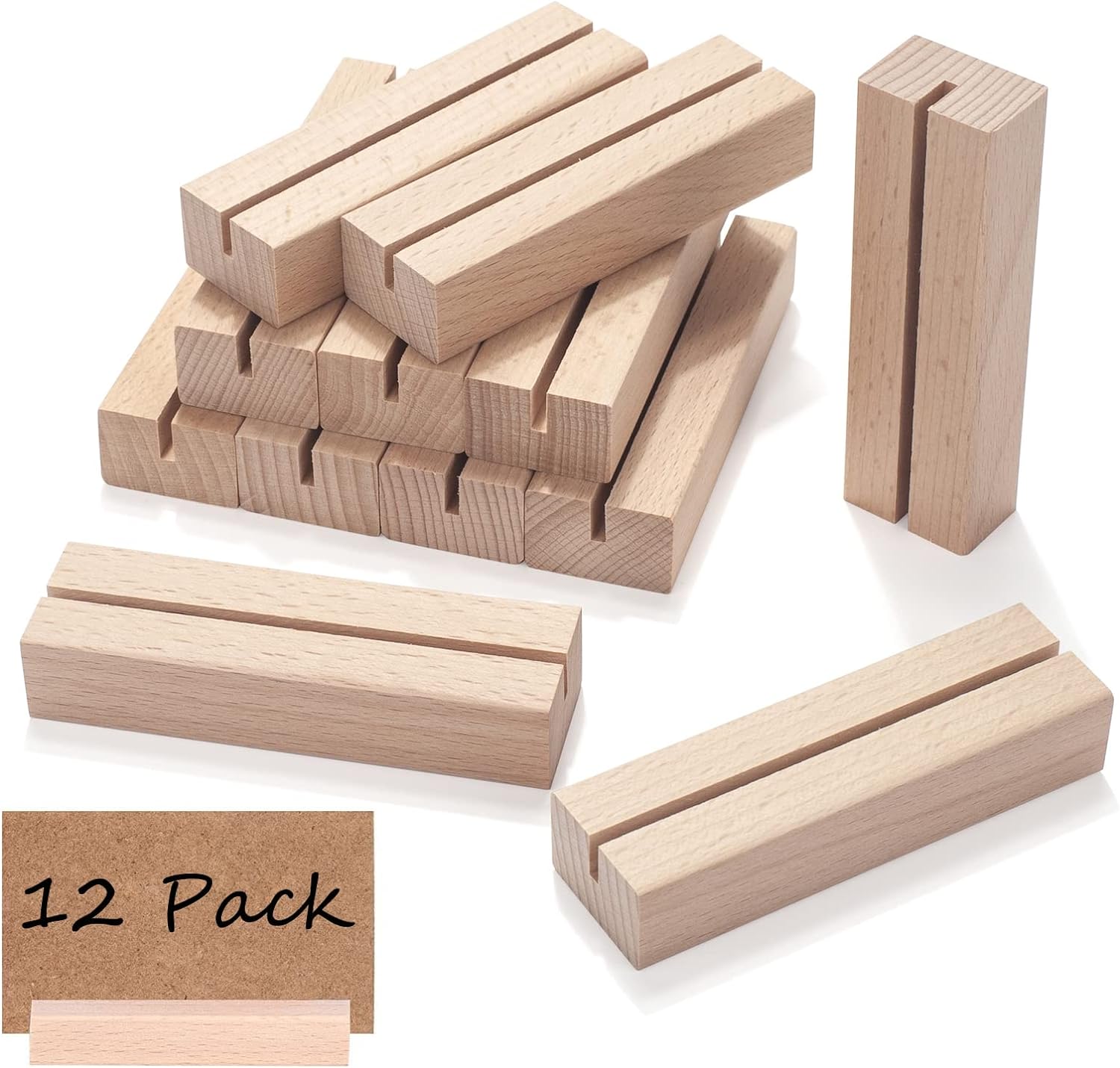 12 Piece Wooden Place Card Holders for Wedding Events