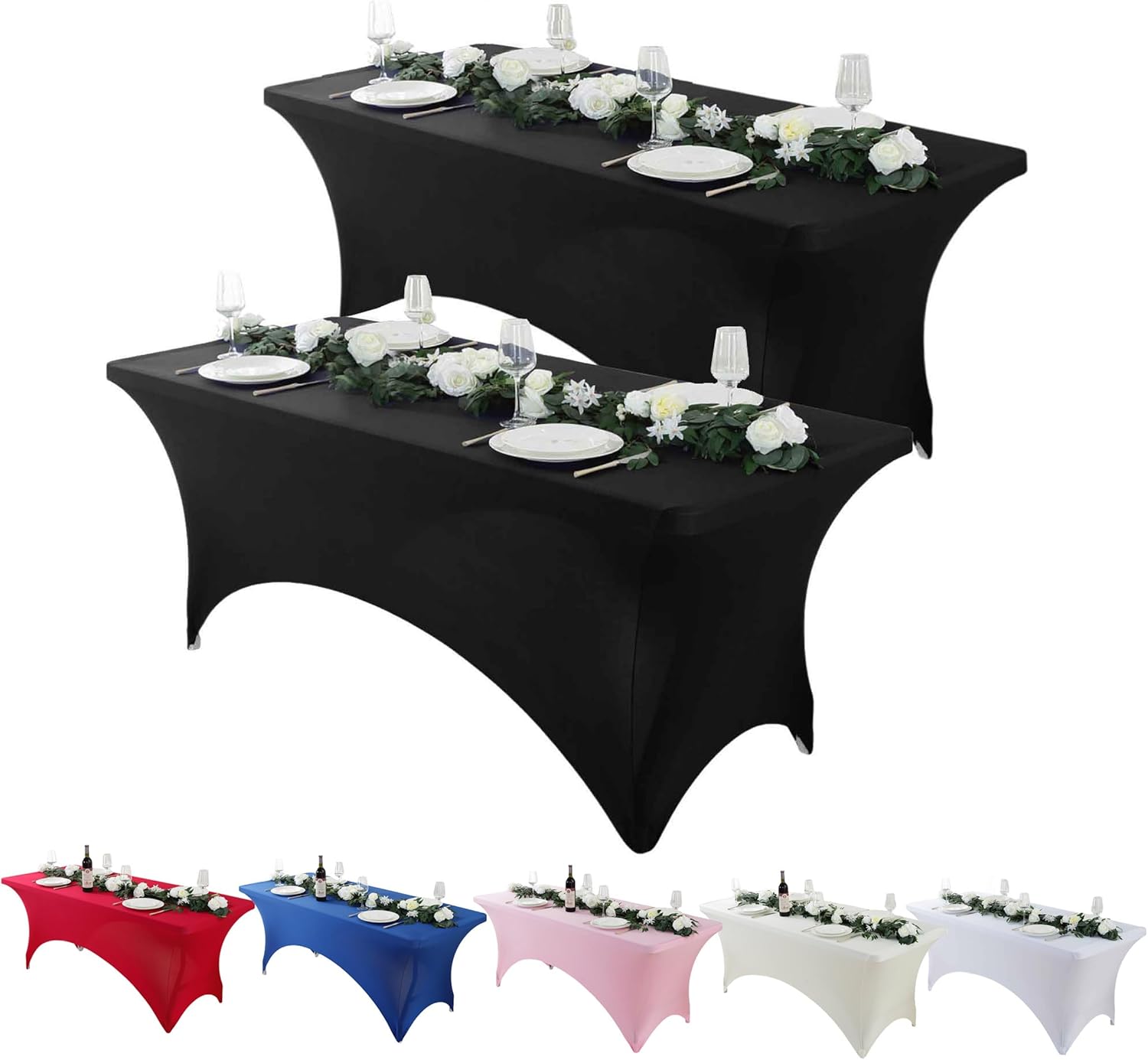Craft And Party 2 Pack 6ft Black Spandex Tablecloths