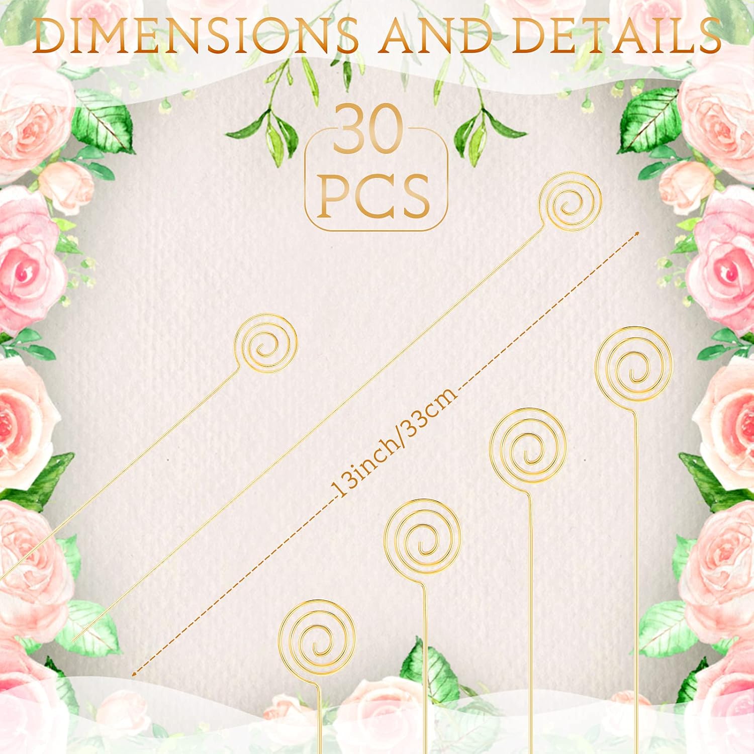 Zonon 30 Pcs Gold Floral Place Card Holders
